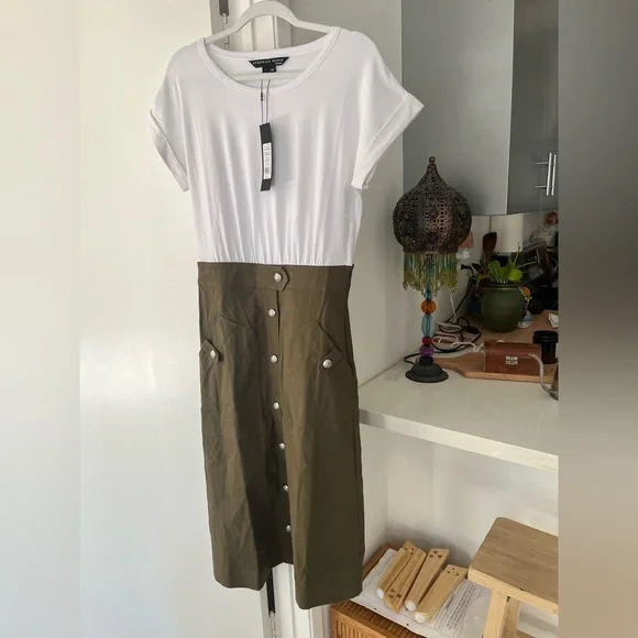 BID Veronica Beard Larsen Dress Two-tone White / Green Dress, Small - Picture 5 of 9